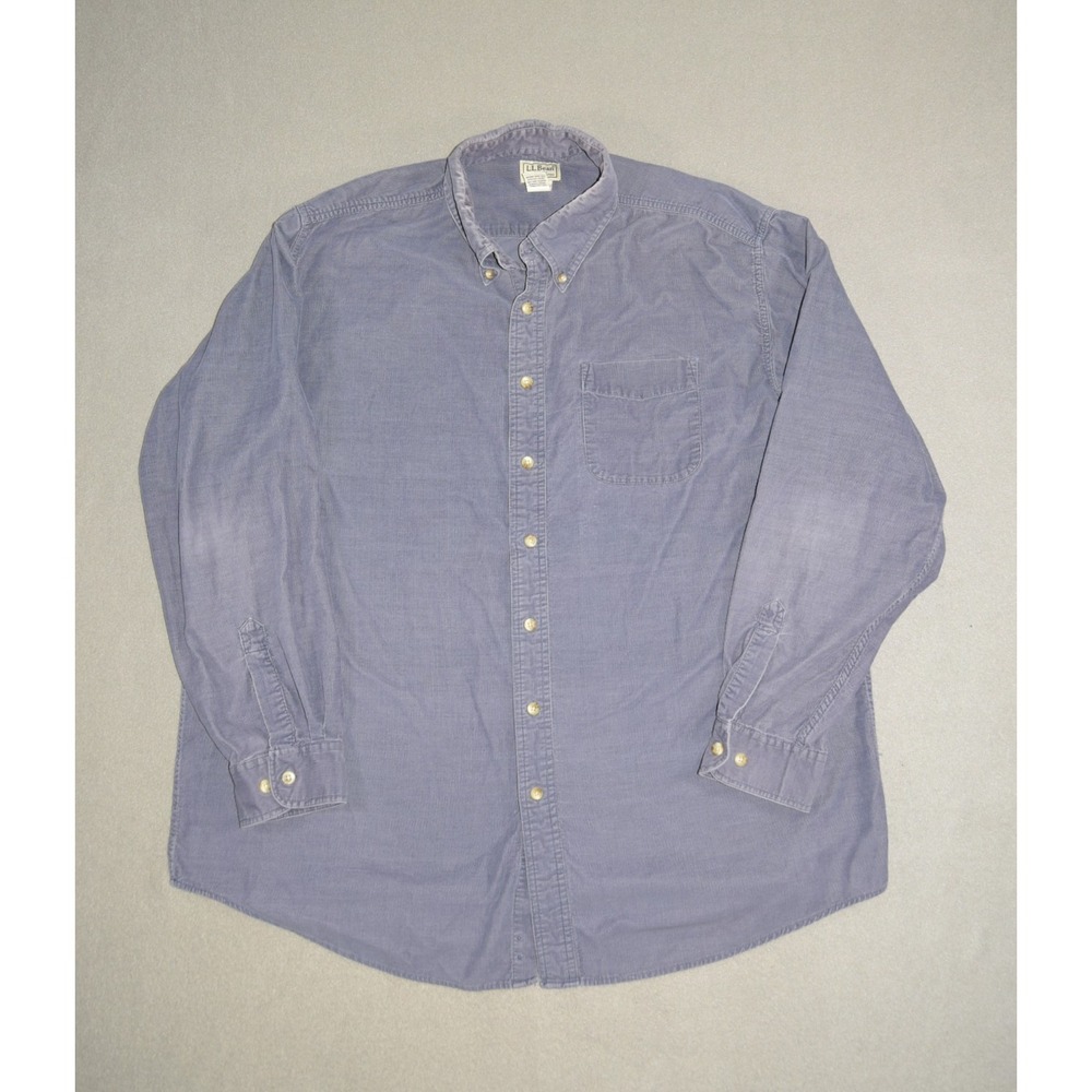 LL Bean Shirt Mens XL Tall Indigo Corduroy Button Down Long Sleeve Faded